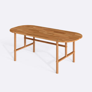Agna Yemek Masası 200 x 90 cm, %100 masif kayın, beyaz zeminde üç çeyrek açıdan çekim