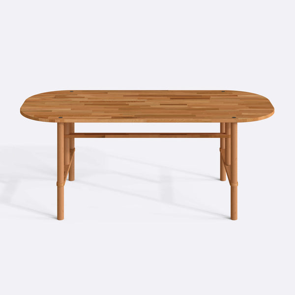Agna Yemek Masası 200 x 90 cm, %100 masif kayın, beyaz zeminde önden çekim