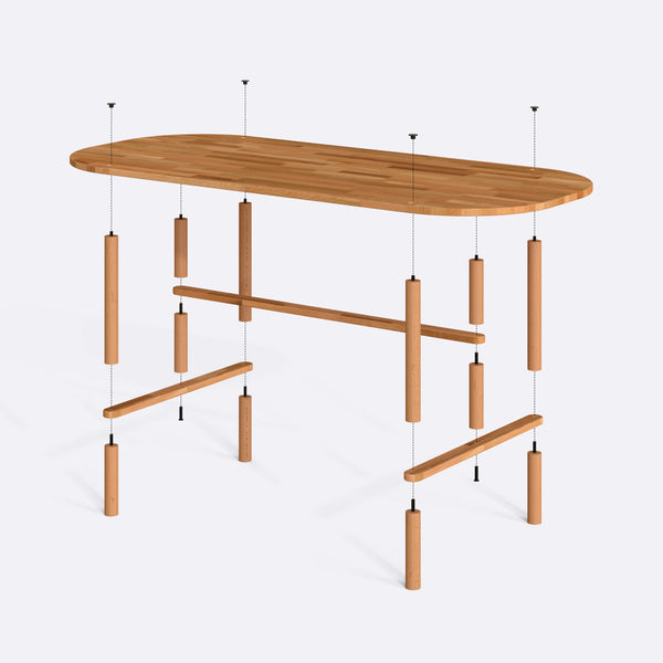 Agna Yemek Masası 200 x 90 cm, parçalarına ayrılmış montaj şeması, vida ve bağlantı elemanları