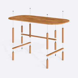 Agna Yemek Masası 200 x 100 cm, parçalarına ayrılmış montaj şeması, vida ve bağlantı elemanları