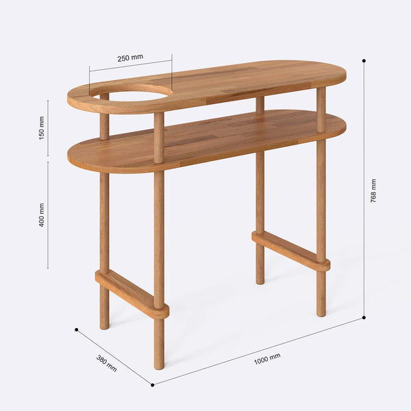 Fedy Dresuar 100 x 38 cm ölçülendirilmiş teknik görünümü, milimetre cinsinden genişlik, derinlik ve yükseklik