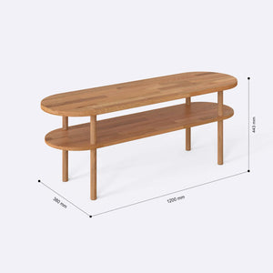 Regda Orta Sehpa 120 x 38 cm ölçülendirilmiş teknik görünümü, milimetre cinsinden ölçüler