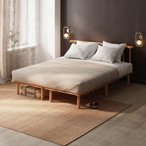 Lore Çift Kişilik Karyola 160 x 200 cm, %100 masif kayın, doğal ahşap dokusu, ev ortamında kullanım görünümü