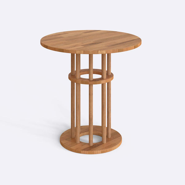 Well Yemek Masası 78 x 78 cm, %100 masif kayın, doğal ahşap dokusu, beyaz zeminde üç çeyrek açıdan stüdyo çekimi