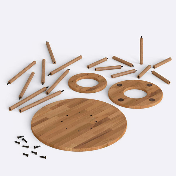 Well Yemek Masası 78 x 78 cm, %100 masif kayın, doğal ahşap dokusu, beyaz zeminde önden stüdyo çekimi