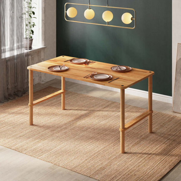 Reva Yemek Masası 150 x 78 cm, %100 masif kayın, doğal ahşap dokusu, ev ortamında kullanım görünümü