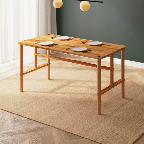 Reva Yemek Masası 150 x 78 cm, %100 masif kayın, doğal ahşap dokusu, ev ortamında kullanım görünümü