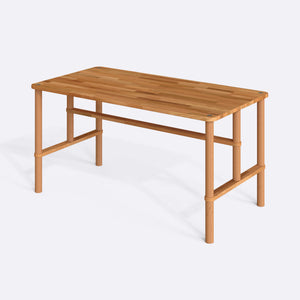 Reva Yemek Masası 150 x 78 cm, %100 masif kayın, beyaz zeminde üç çeyrek açıdan çekim