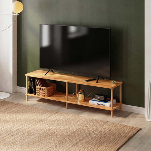 Regmar TV Ünitesi 160 x 38 cm, %100 masif kayın, doğal ahşap dokusu, ev ortamında kullanım görünümü
