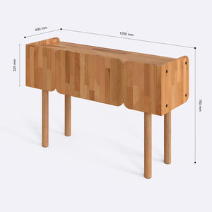 Raven Dresuar 120 x 40 cm ölçülendirilmiş teknik görünümü, milimetre cinsinden genişlik, derinlik ve yükseklik