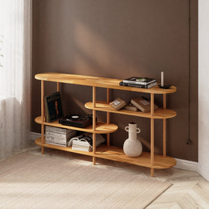 Sola 4 Raflı Kitaplık 180 x 38 cm, %100 masif kayın, doğal ahşap dokusu, ev ortamında kullanım görünümü
