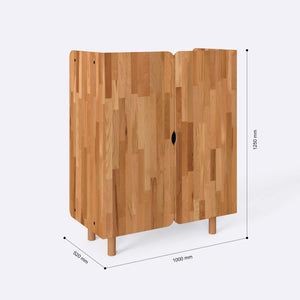 Atlas Büfe 100 x 35 cm ölçülendirilmiş teknik görünümü, milimetre cinsinden genişlik, derinlik ve yükseklik