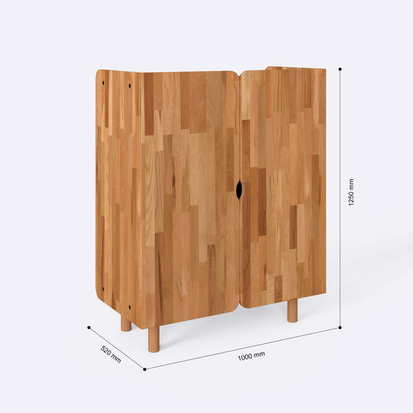 Atlas Büfe 100 x 35 cm ölçülendirilmiş teknik görünümü, milimetre cinsinden genişlik, derinlik ve yükseklik