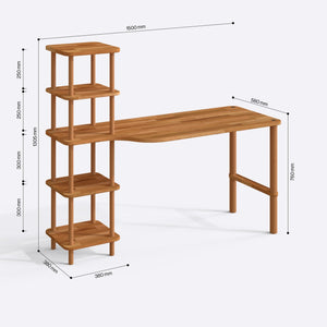 Himot Çalışma Masası 150 x 58 cm ölçülendirilmiş teknik görünümü, milimetre cinsinden genişlik ve yükseklik