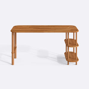 Rylai V2 Çalışma Masası 150 x 70 cm, %100 masif kayın, doğal ahşap dokusu, beyaz zeminde önden stüdyo çekimi