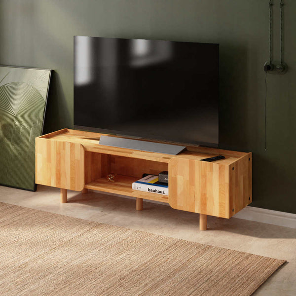 Ledal TV Ünitesi 160 x 40 cm, %100 masif kayın, doğal ahşap dokusu, ev ortamında kullanım görünümü
