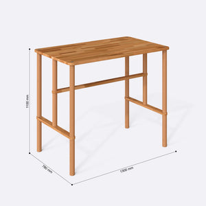 Reva Bar Masası 130 x 78 cm, ölçülendirilmiş teknik çizim, 1300 x 780 mm tabla ölçüsü