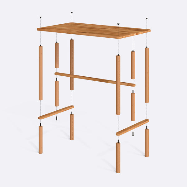 Reva Bar Masası 130 x 78 cm, parçalarına ayrılmış montaj şeması, vida ve bağlantı elemanları