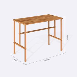 Reva Bar Masası 150 x 78 cm ölçülendirilmiş teknik görünümü, milimetre cinsinden genişlik, derinlik ve yükseklik