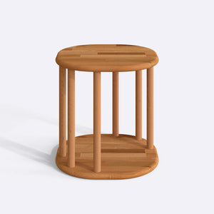 Ube Sehpa 44 x 44 cm, %100 masif kayın, doğal ahşap dokusu, beyaz zeminde önden stüdyo çekimi