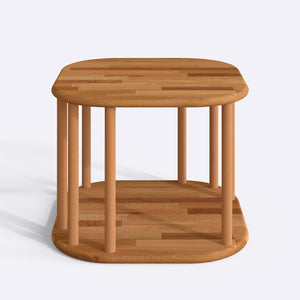 Ube Sehpa 58 x 58 cm, %100 masif kayın, doğal ahşap dokusu, beyaz zeminde önden stüdyo çekimi