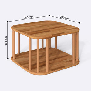 Ube Sehpa 78 x 78 cm ölçülendirilmiş teknik görünümü, milimetre cinsinden genişlik ve yükseklik