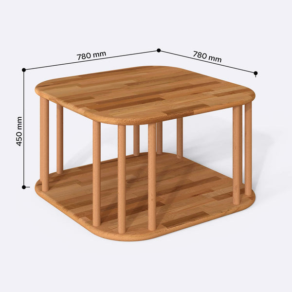 Ube Sehpa 78 x 78 cm ölçülendirilmiş teknik görünümü, milimetre cinsinden genişlik ve yükseklik