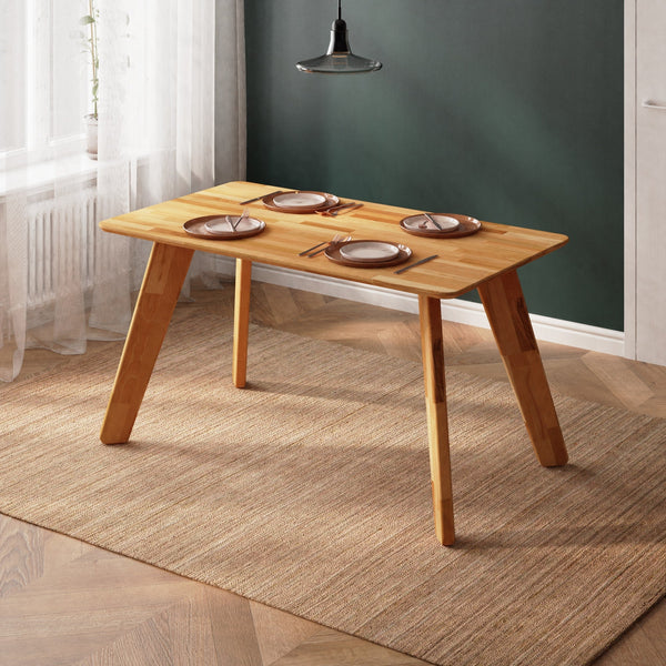 Han Yemek Masası 140 x 78 cm, %100 masif kayın, doğal ahşap dokusu, ev ortamında kullanım görünümü