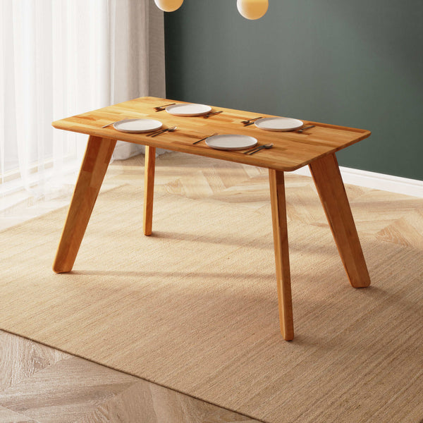 Han Yemek Masası 140 x 78 cm, %100 masif kayın, doğal ahşap dokusu, ev ortamında kullanım görünümü