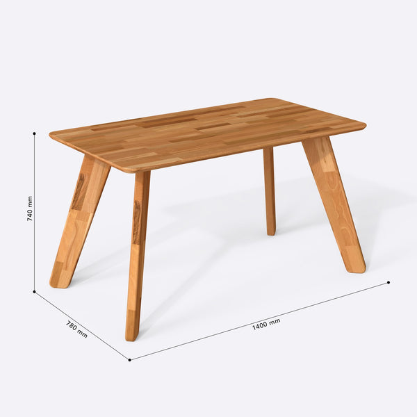 Han Yemek Masası 140 x 78 cm, ölçülendirilmiş teknik çizim, 1400 x 780 mm tabla ölçüsü