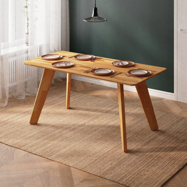 Han Yemek Masası 160 x 78 cm, %100 masif kayın, doğal ahşap dokusu, ev ortamında kullanım görünümü