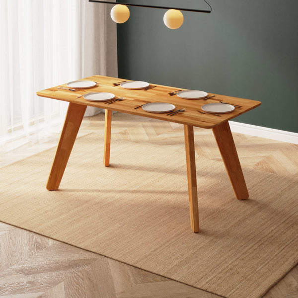 Han Yemek Masası 160 x 78 cm, %100 masif kayın, doğal ahşap dokusu, ev ortamında kullanım görünümü