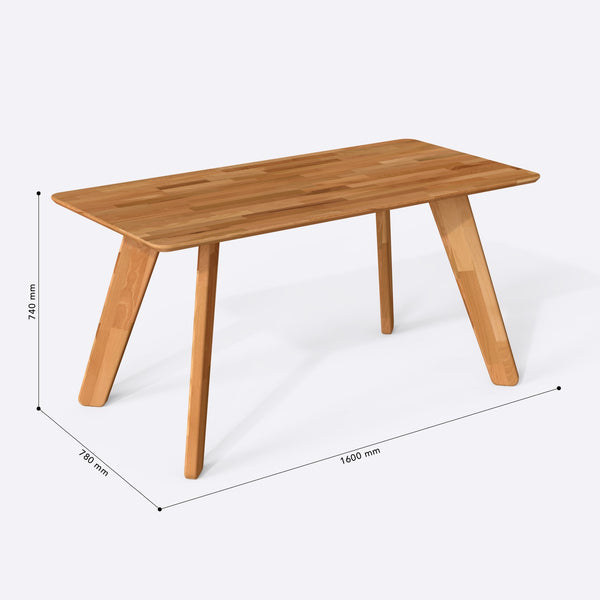 Han Yemek Masası 160 x 78 cm, ölçülendirilmiş teknik çizim, 1600 x 780 mm tabla ölçüsü