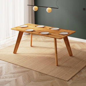 Han Yemek Masası 180 x 90 cm, %100 masif kayın, doğal ahşap dokusu, ev ortamında kullanım görünümü