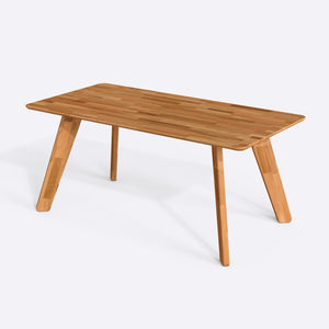 Han Yemek Masası 180 x 90 cm, %100 masif kayın, beyaz zeminde üç çeyrek açıdan çekim