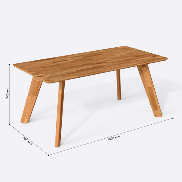 Han Yemek Masası 180 x 90 cm, ölçülendirilmiş teknik çizim, 1800 x 900 mm tabla ölçüsü