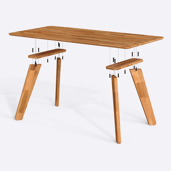 Han Yemek Masası 180 x 90 cm, parçalarına ayrılmış montaj şeması, vida ve bağlantı elemanları