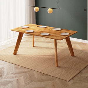 Han Yemek Masası 180 x 100 cm, %100 masif kayın, doğal ahşap dokusu, ev ortamında kullanım görünümü