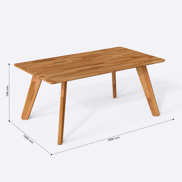 Han Yemek Masası 180 x 100 cm, ölçülendirilmiş teknik çizim, 1800 x 1000 mm tabla ölçüsü
