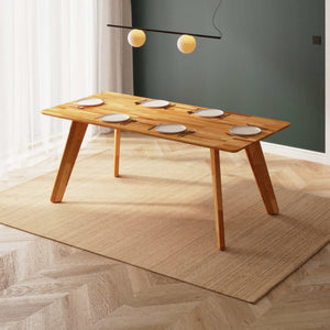 Han Yemek Masası 190 x 90 cm, %100 masif kayın, doğal ahşap dokusu, ev ortamında kullanım görünümü