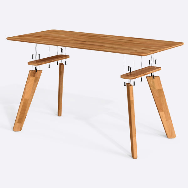 Han Yemek Masası 190 x 90 cm, parçalarına ayrılmış montaj şeması, vida ve bağlantı elemanları