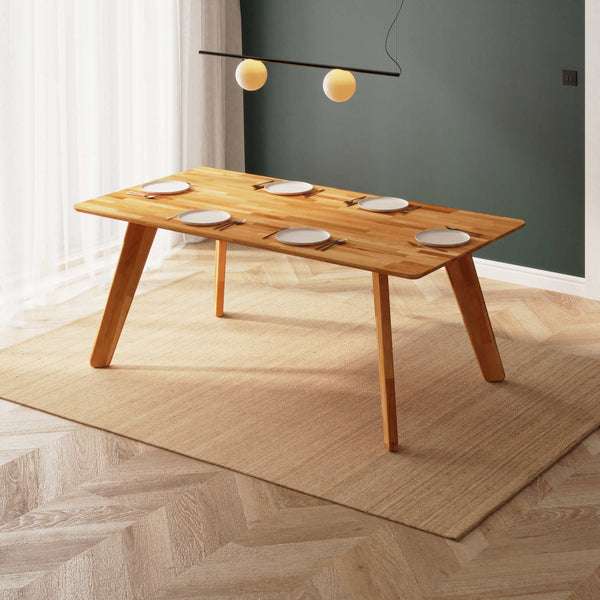 Han Yemek Masası 190 x 100 cm, %100 masif kayın, doğal ahşap dokusu, ev ortamında kullanım görünümü