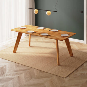 Han Yemek Masası 200 x 90 cm, %100 masif kayın, doğal ahşap dokusu, ev ortamında kullanım görünümü