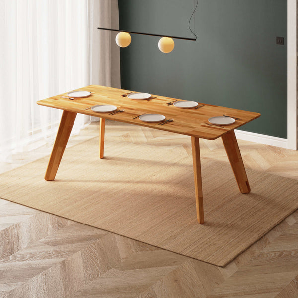 Han Yemek Masası 200 x 90 cm, %100 masif kayın, doğal ahşap dokusu, ev ortamında kullanım görünümü
