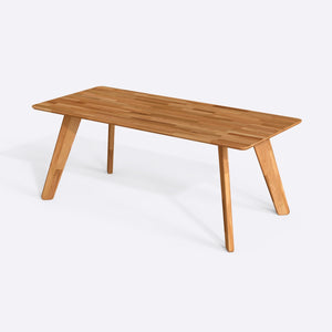 Han Yemek Masası 200 x 90 cm, %100 masif kayın, beyaz zeminde üç çeyrek açıdan çekim