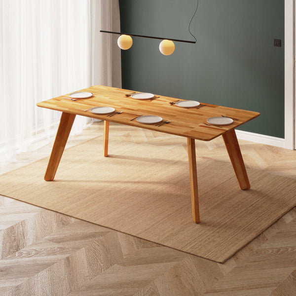 Han Yemek Masası 200 x 100 cm, %100 masif kayın, doğal ahşap dokusu, ev ortamında kullanım görünümü