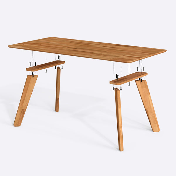 Han Yemek Masası 200 x 100 cm, parçalarına ayrılmış montaj şeması, vida ve bağlantı elemanları