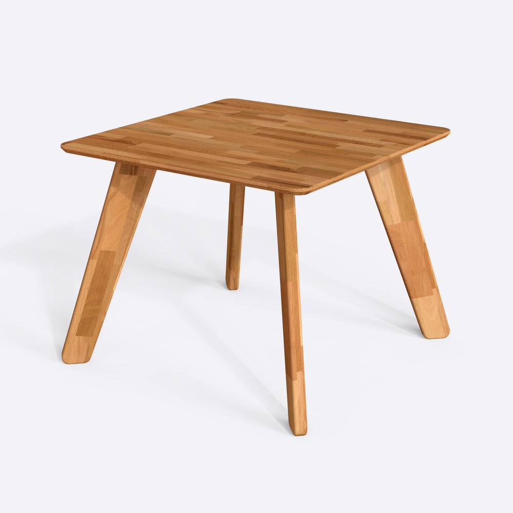 Han Kare Yemek Masası 100 x 100 cm, %100 masif kayın, doğal ahşap dokusu, ev ortamında kullanım görünümü