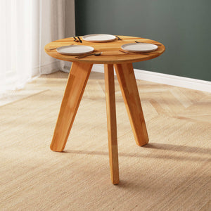 Yase Yuvarlak Yemek Masası 80 x 80 cm, %100 masif kayın, doğal ahşap dokusu, ev ortamında kullanım görünümü