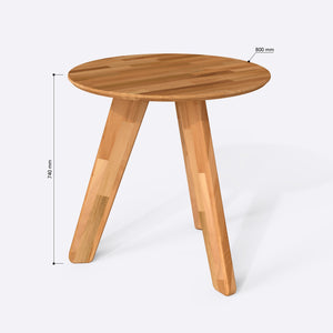 Yase Yuvarlak Yemek Masası 80 x 80 cm, ölçülendirilmiş teknik çizim, 800 x 800 mm tabla ölçüsü